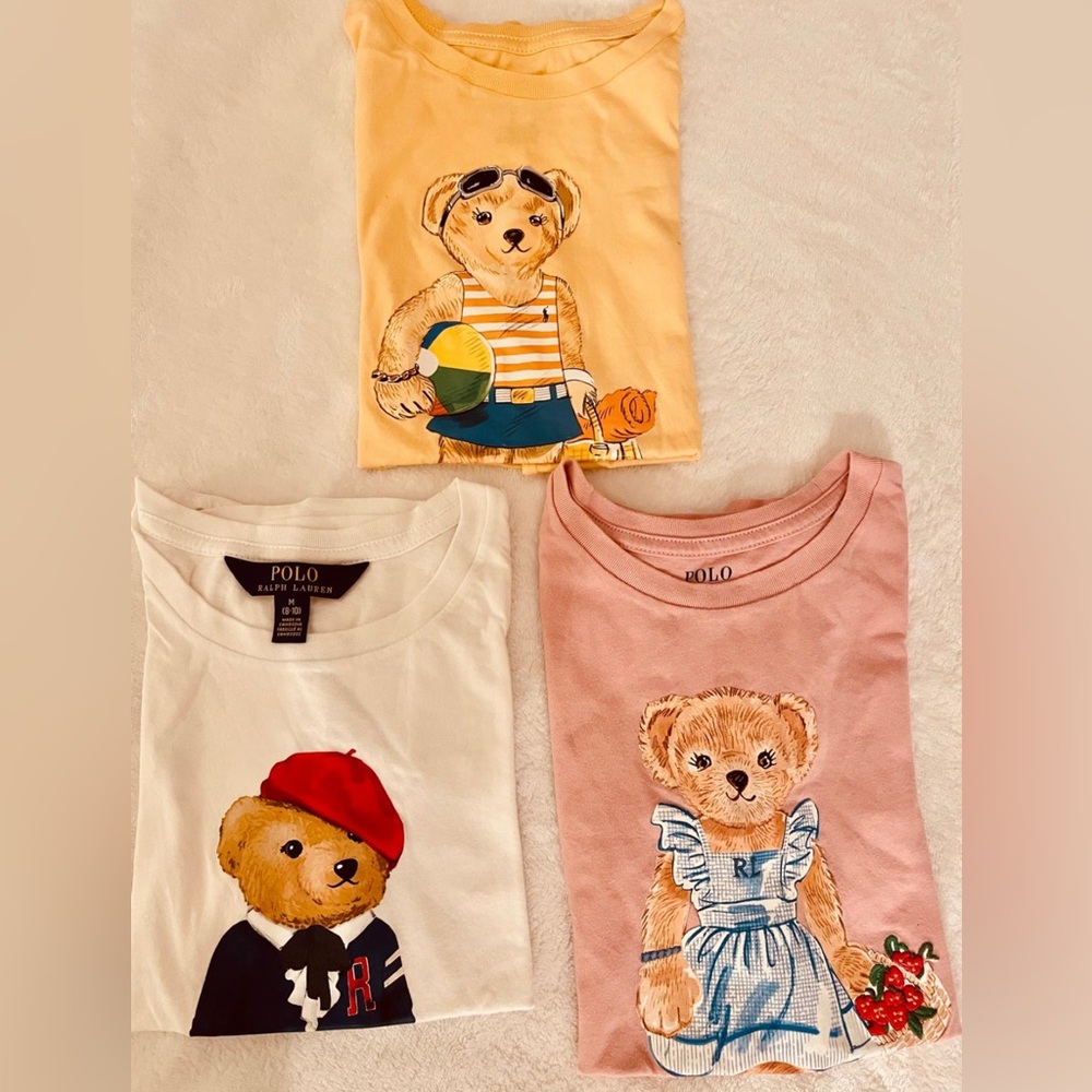 3 Polo Ralph Lauren Girls T-shirt Tops Polo Bear - (Size M 8/10) - Picture 3 of 12